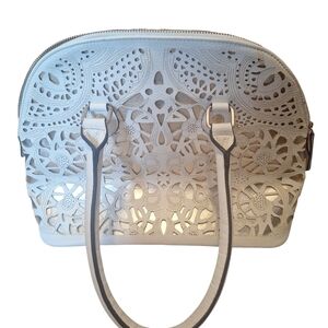 Call It Spring Elegant Cream Lace Cutout Handbag